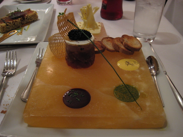 DBD Parfait of yellowfin and yellowtuna tartates with sturgeon caviar