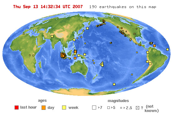 USGS全球地震分布圖