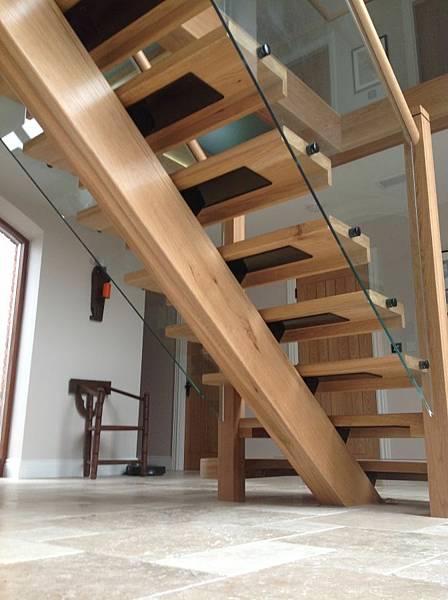 Oak Spine Stairs with Glass Balustrade and Landing - Custom Built Stairs - Bespoke , Custom Built Oak Spine Stairs.jfif