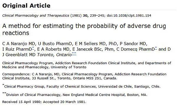 A method for estimating the probability of adverse drug reactions