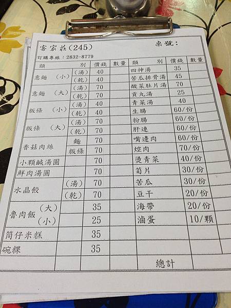 點菜單