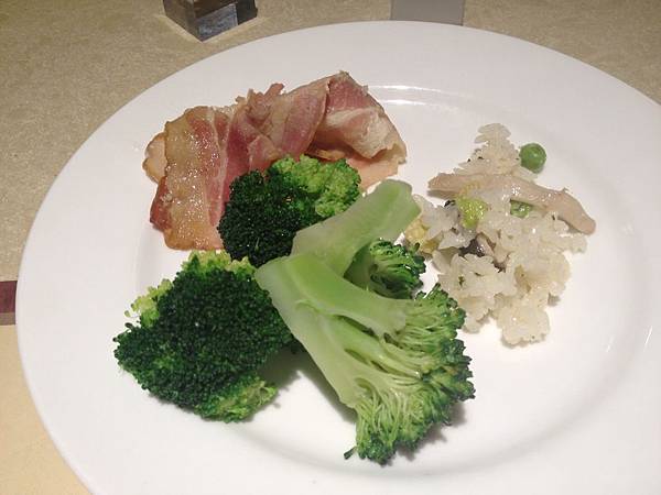 培根＆蕈菇燉飯＆炒花椰菜