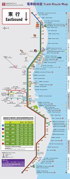 叮叮車東行路線圖