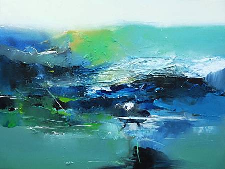 春水回眸  Spring River 97x130cm mixed media on canvas 2012