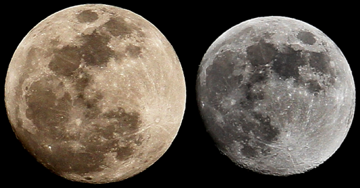 超級月亮與一般月亮的比較圖