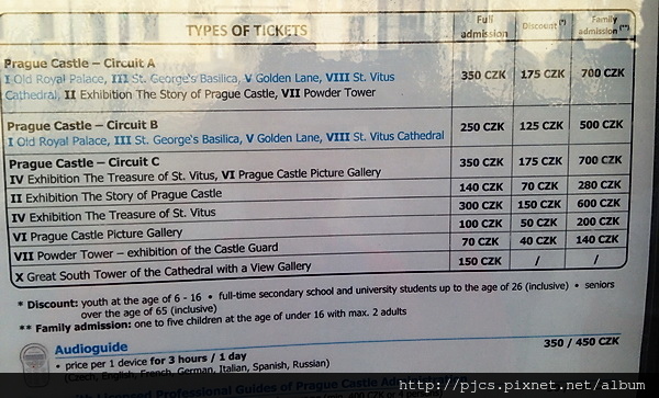 布拉格城堡-門票價目表.JPG 布拉格城堡-門票價目表.JPG