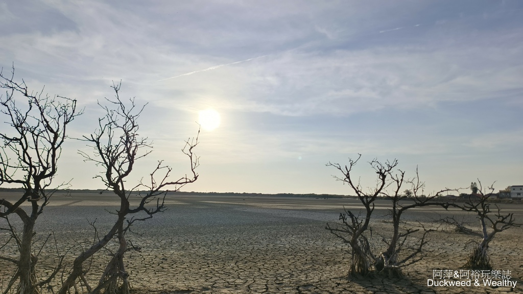【台南.七股】「頂山賞鳥亭」大自然鹽灘龜裂奇景|彩霞夕照下的