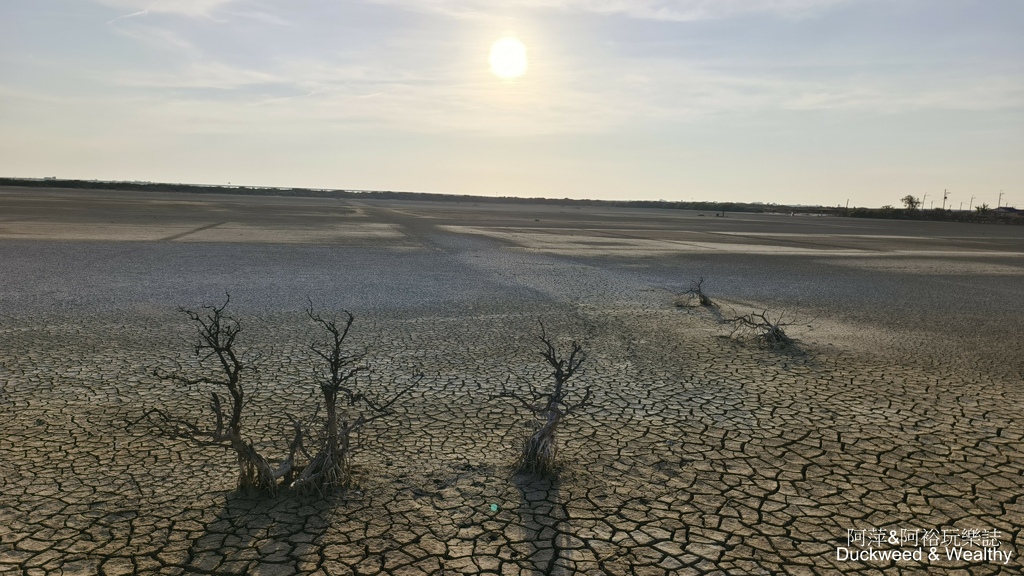 【台南.七股】「頂山賞鳥亭」大自然鹽灘龜裂奇景|彩霞夕照下的