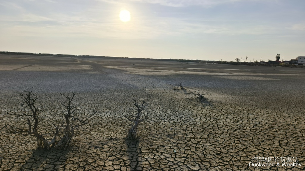 【台南.七股】「頂山賞鳥亭」大自然鹽灘龜裂奇景|彩霞夕照下的