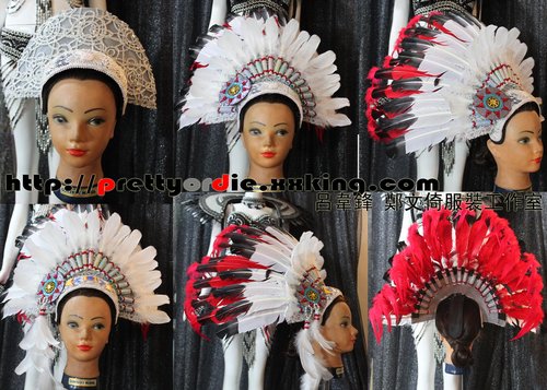 prettyordie表演服裝 印第安羽毛頭飾製作範例1
