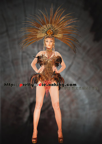 prettyordie表演服裝 雉雞毛頭飾 非洲公主羽毛頭飾  非洲豹紋羽毛服裝