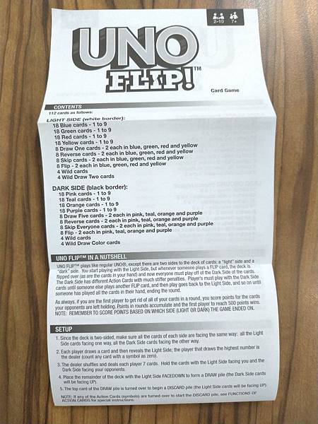 Uno Flip Card Game 附中文卡表 開箱及規則 Uno Flip Card Game 附中文卡表 開箱及規則