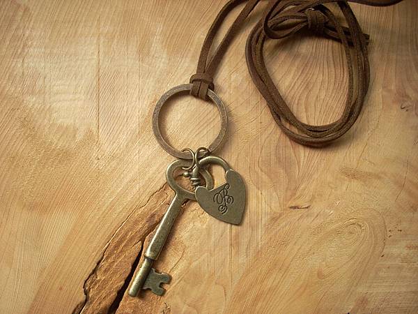 古銅鎖頭key皮繩長鍊