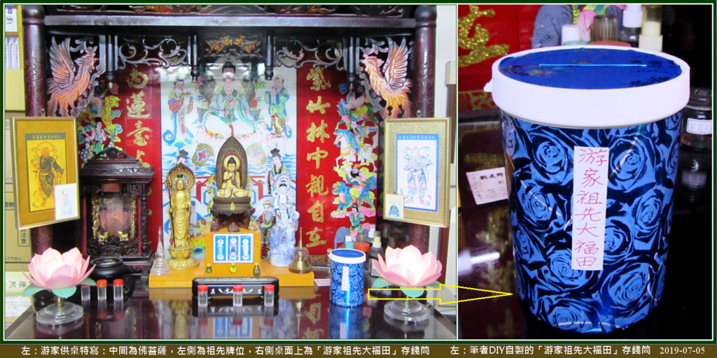 游家供桌上的「游家祖先大福田」存錢筒.png 游家供桌上的「游家祖先大福田」存錢筒.png