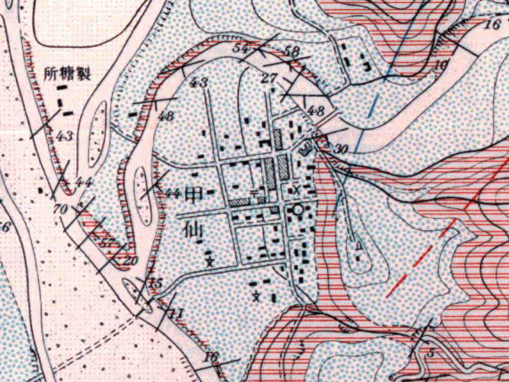 地圖2：昭和7年（1932）甲仙油田地形及地質圖之甲仙街區（經濟部中央地質調查所）.PNG