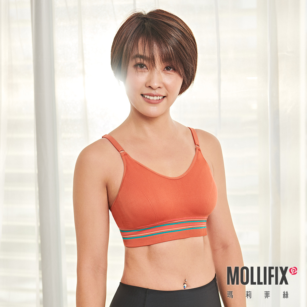 Mollifix 玩色V型時尚無鋼圈BRA T內衣 (棕橘).jpg