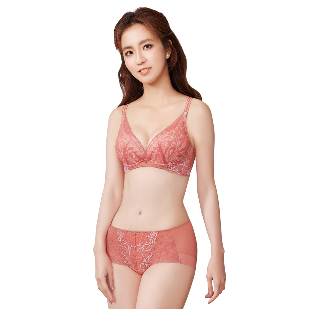 撩波芙蓉光影系列蕾絲集中包覆女內衣(果乾紅).jpg