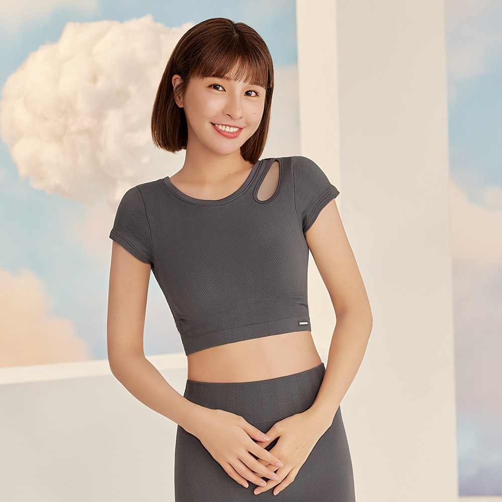 【2024AW】QQ雲 固定式罩杯短袖上衣(鐵石灰)-2.jpg