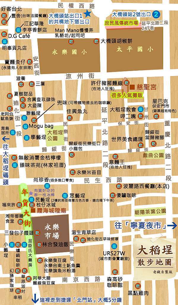 大橋頭 北門站 文青 愛吃鬼版 大稻埕 迪化街 周邊散步地圖 2021年版 老錢的老巢 痞客邦