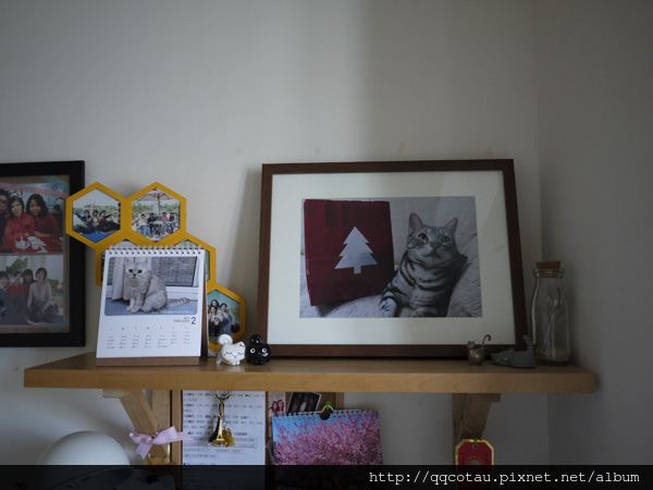 14把叩逃的照片框起來了，好美啊！柯柯～裡面的白邊是可以拿掉的，看起來會比較滿版，不過後來還是覺得有白邊感覺比較有質感，於是又放進去了。也是在IKEA買的畫框$360