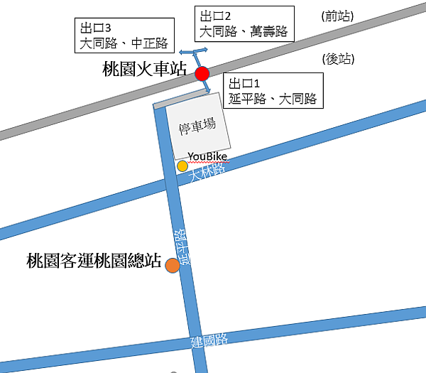 桃園火車站到桃園客運桃園總站