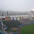 越打天氣越冷，球場上方開始被霧籠罩