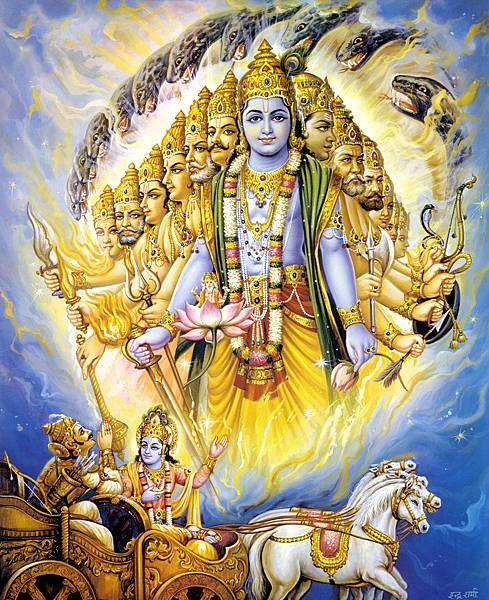 Krishna-shows-his-Universal-form-to-Arjuna-and-Arjuna-offers-prayers