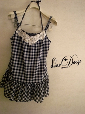 ◇＊Deer in Jp＊◇春x夏入荷~April#67~格紋蕾絲細肩帶上衣_調整大小.jpg