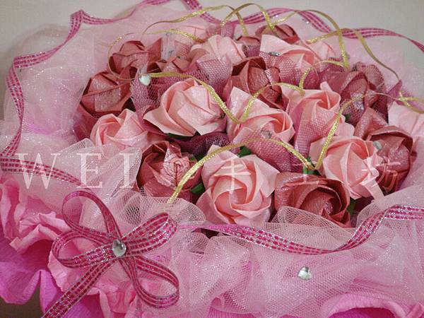 22大朵 福山玫瑰 花束-淺粉+紅