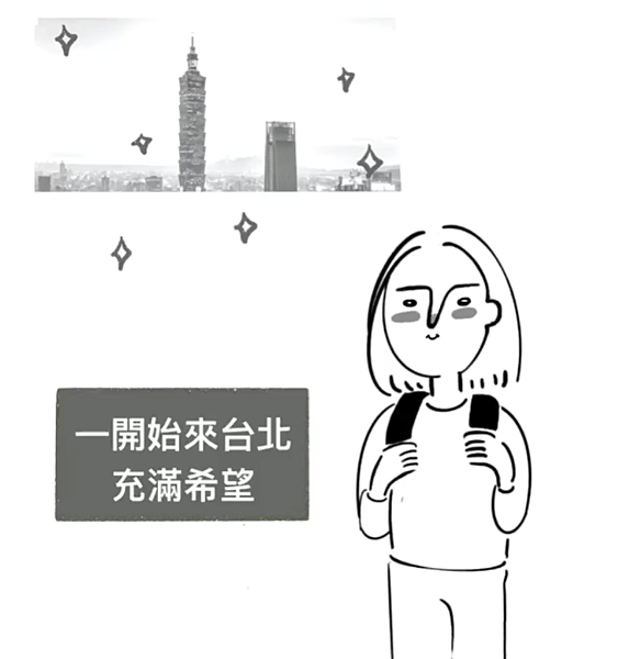 [圖文插畫]-台北女子圖賤-小資女孩向前憂心忡忡。