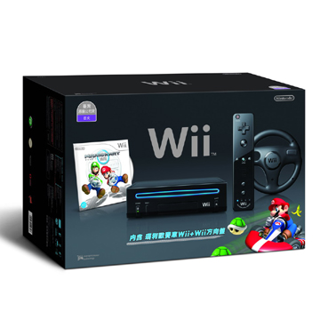 新改版Wii主機(黑色)+瑪利歐賽車Wii(日文版)組合套裝-5980