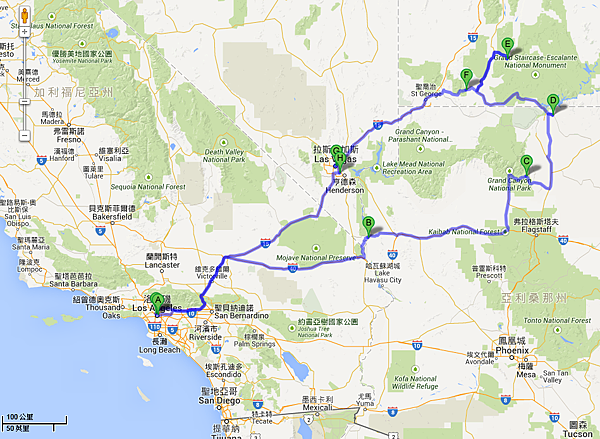 LA to LV (Local Tour) map.png