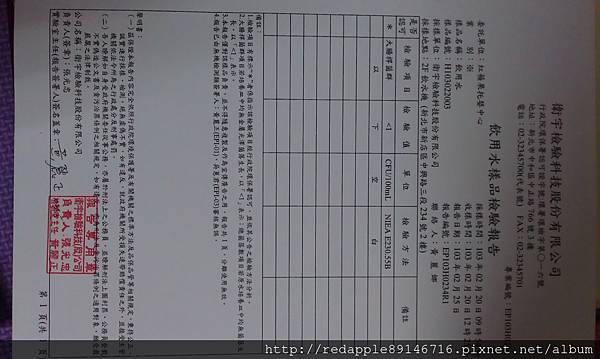 103年2月的水質檢驗