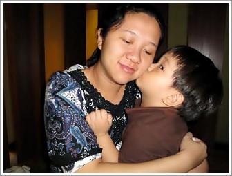 A kiss from her son A kiss from her son