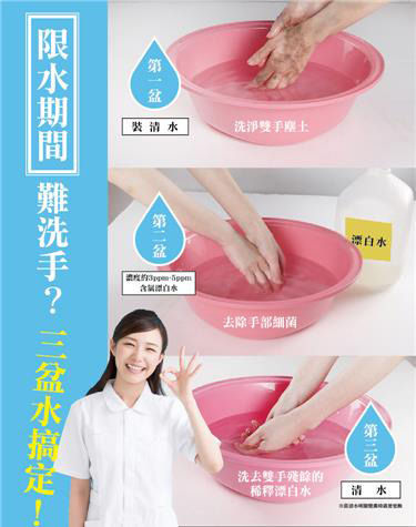 限水期間，三盆水洗手