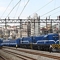 藍皮普快隔壁兩股道停放的是 EMU405