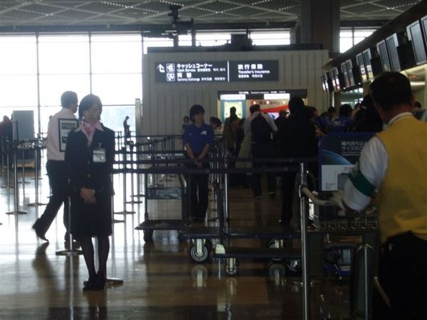 成田機場一整排的全日空櫃檯