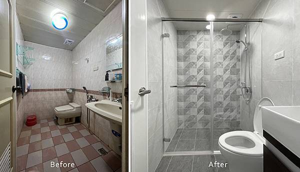 ｜浴室翻新｜老舊設備、外牆壁癌、乾溼分離規劃－民治路主案例