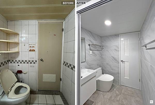 |浴室翻新|1坪|雲彩灰系磁磚-老舊浴缸拆除、乾溼分離規劃 |浴室翻新|1坪|雲彩灰系磁磚-老舊浴缸拆除、乾溼分離規劃