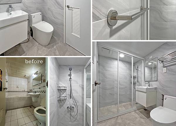 |浴室翻新|1坪|雲彩灰系磁磚-老舊浴缸拆除、乾溼分離規劃 |浴室翻新|1坪|雲彩灰系磁磚-老舊浴缸拆除、乾溼分離規劃