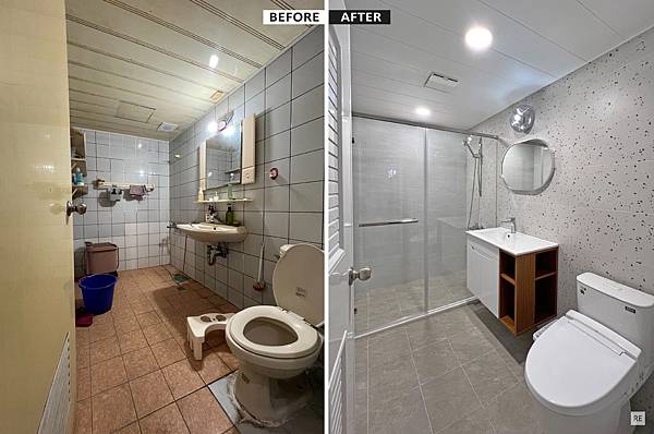 |浴室翻新|1.3坪|水磨石主題牆-乾溼分離規劃 |浴室翻新|1.3坪|水磨石主題牆-乾溼分離規劃