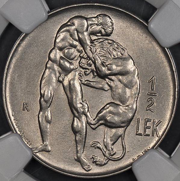 阿爾巴尼亞 1926年 half Lek NGC MS63 正面.jpg