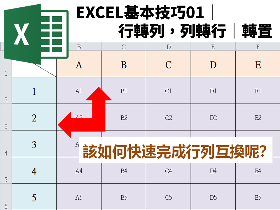 EXCEL基本技巧01｜行轉列，列轉行｜EXCEL轉置