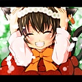 Konachan.com - 72808 blush brown_hair catgirl chen dress flowers petals ribbons short_hair tail touhou.jpg