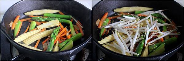 亞洲風味炒蔬菜配酥脆麵線煎