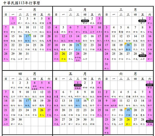 2024年期貨行事曆/113年期貨結算日行事曆/最後交易日/