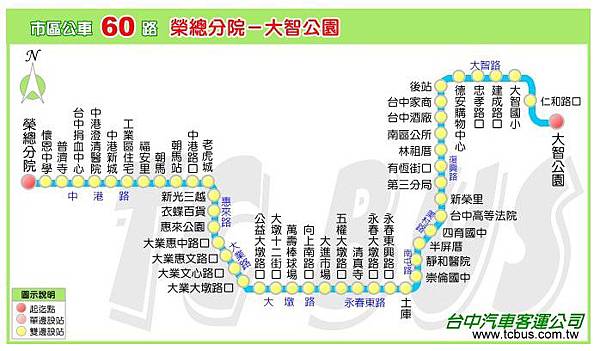 台中汽車客運60路行駛動線圖