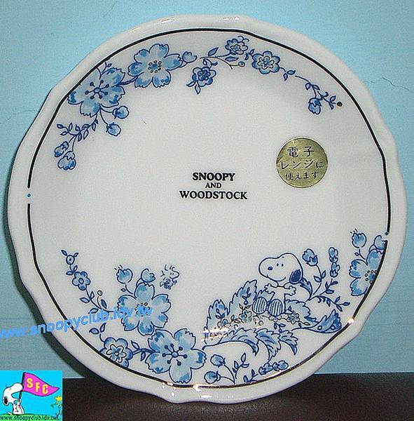 Snoopy藍彩點心盤組-4