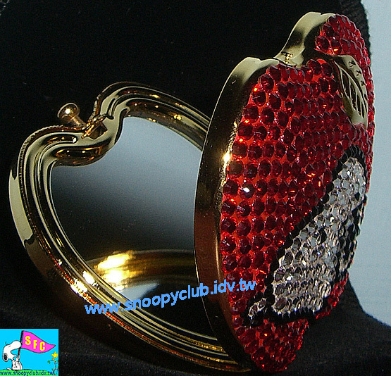 ABISTE Snoopy 蘋果水晶鑽兩面鏡