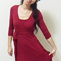 MEV-Flamenco Wrap Dress~2012秋裝熱賣款佛朗明哥荷葉裙七分袖綁帶孕婦洋裝哺乳衣洋裝(深紅/黑)